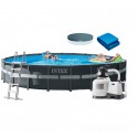 Бассейн каркасный 26340 (1шт/ящ) INTEX 732-132, 47241л, фильтр-насос, лестница, подстилка, тент, в к